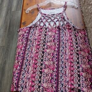 torrid Pink Mix Crochet-Front Tank Top